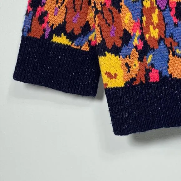 Zara Size Medium Multicolor Jacquard Oversized Sweater Boho Layer Sparkle Accent