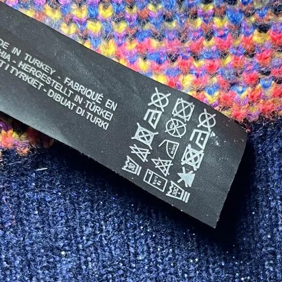 Zara Size Medium Multicolor Jacquard Oversized Sweater Boho Layer Sparkle Accent