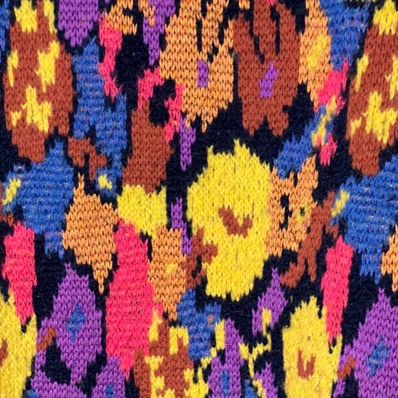 Zara Size Medium Multicolor Jacquard Oversized Sweater Boho Layer Sparkle Accent