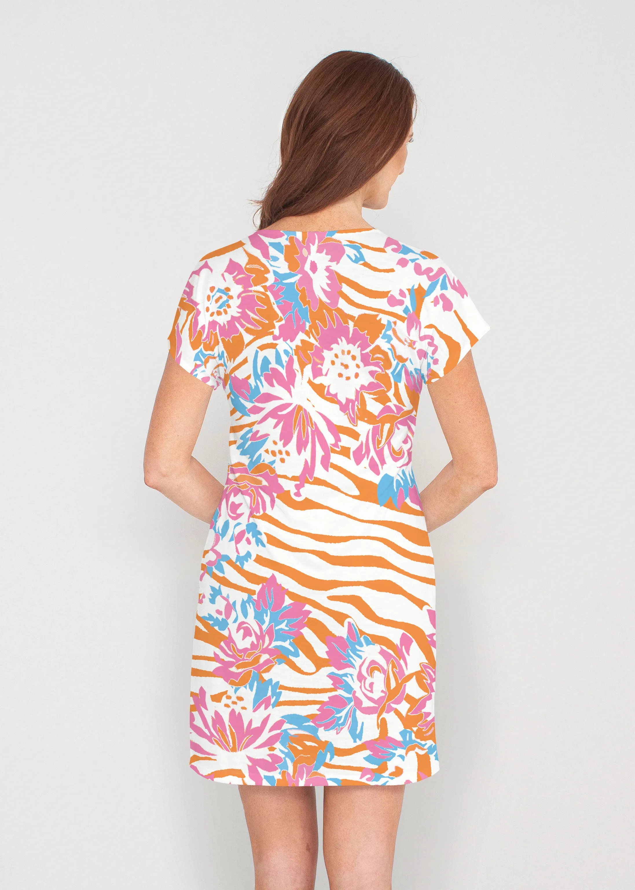 Zebra Posy Orange (8119) ~ Lucy Tee Dress