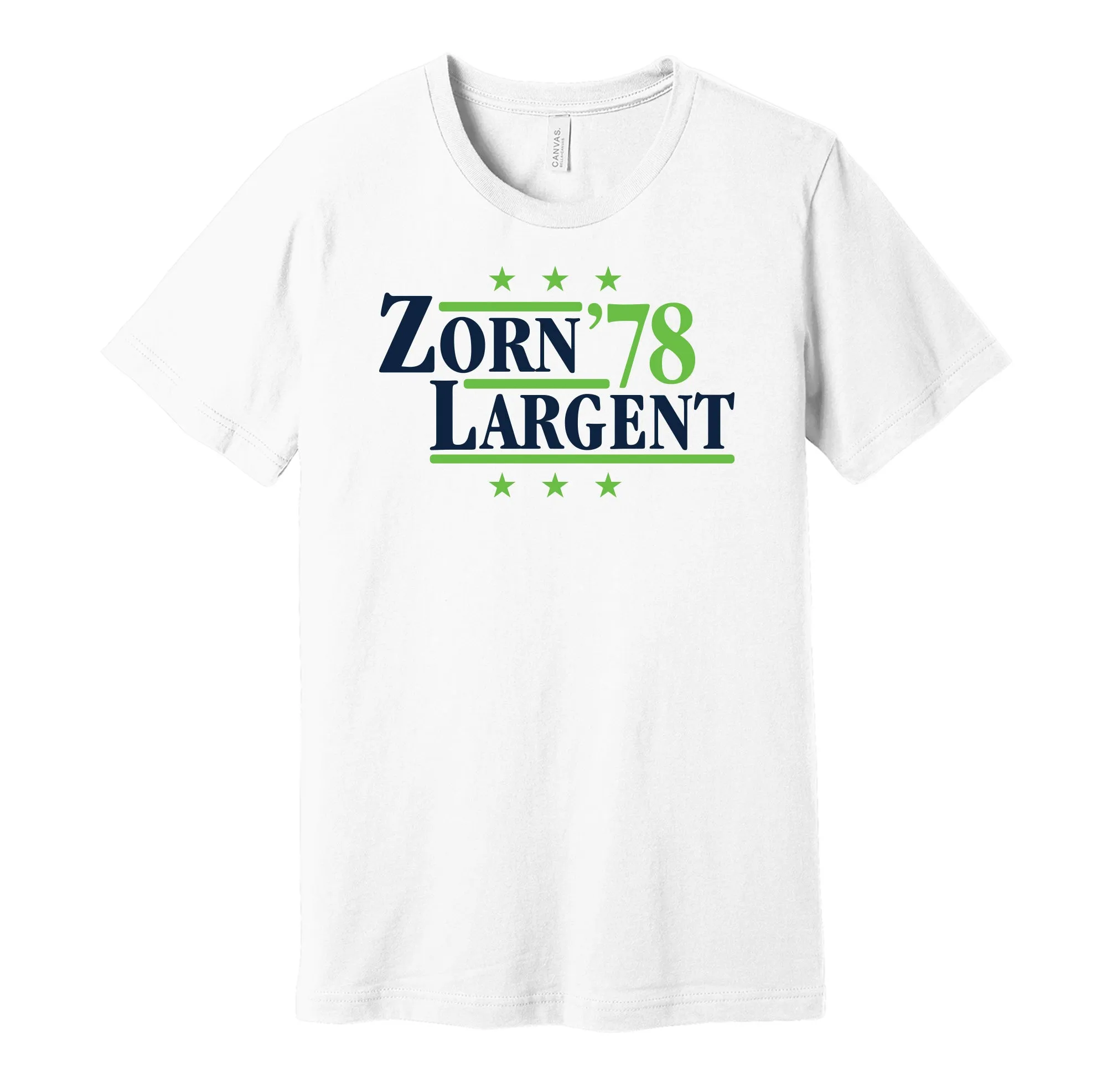 Zorn & Largent '78 - Seattle Football Legends Political Campaign Parody T-Shirt - Hyper Than Hype Shirts